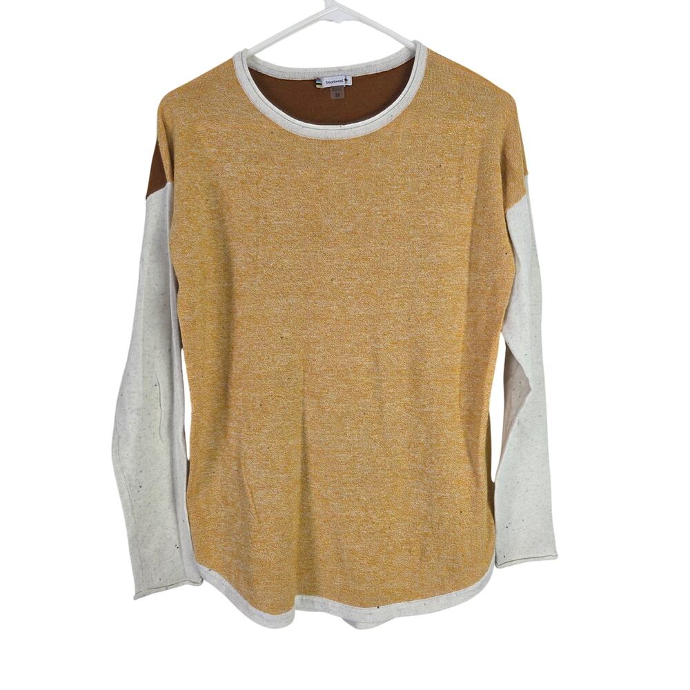 Smartwool‎ Shadow Pine Colorblock Wool Blend Sweater M Womens Brown Gold